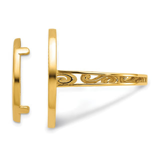 14k Yellow Gold Ladies Polished & Beaded 16.5mm Coin Bezel Ring - Fits 1/10 oz American Eagle and 1/10 oz Krugerrand