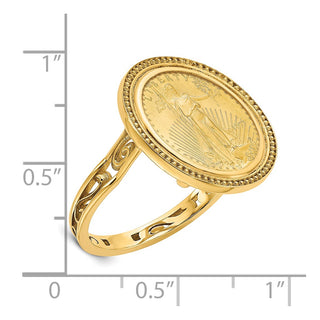 14k Yellow Gold 1/10oz American Eagle Polished Coin Ring CR1/10AEC