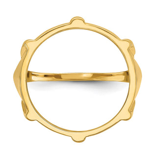 14k Yellow Gold Mens Polished & Diamond-cut Fluted 16.5mm Coin Bezel Ring - Fits 1/10 oz American Eagle and 1/10 oz Krugerrand