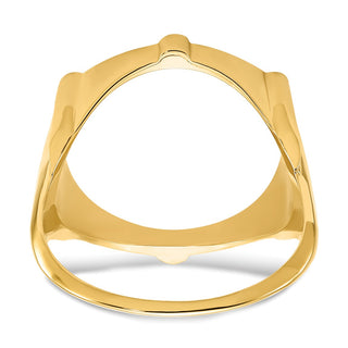 14k Yellow Gold Mens Polished & Diamond-cut Fluted 16.5mm Coin Bezel Ring - Fits 1/10 oz American Eagle and 1/10 oz Krugerrand