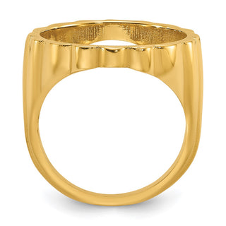 14k Yellow Gold Ladies Polished & Diamond-cut Fluted 16.5mm Coin Bezel Ring - Fits 1/10 oz American Eagle and 1/10 oz Krugerrand