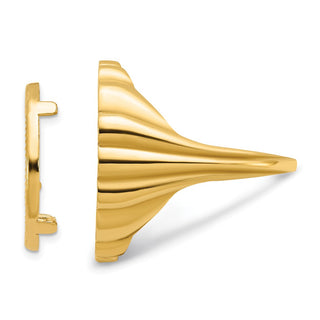 14k Yellow Gold Ladies Polished & Diamond-cut Fluted 16.5mm Coin Bezel Ring - Fits 1/10 oz American Eagle and 1/10 oz Krugerrand