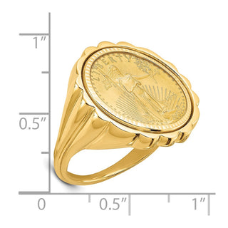 14k Yellow Gold 1/10oz American Eagle Diamond-Cut Coin Ring CR3D/10AEC