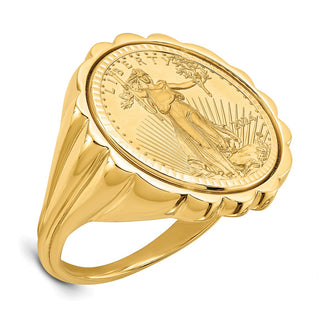 14k Yellow Gold 1/10oz American Eagle Diamond-Cut Coin Ring CR3D/10AEC