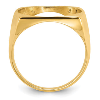 14k Yellow Gold Mens Polished & Diamond-cut Square 16.5mm Coin Bezel Ring - Fits 1/10 oz American Eagle and 1/10 oz Krugerrand