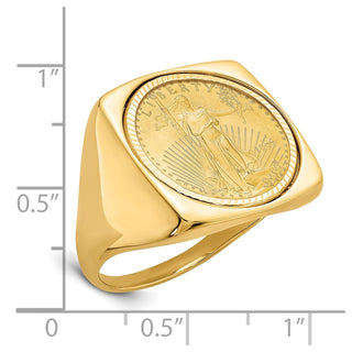 14k Yellow Gold 1/10oz American Eagle Diamond-Cut Coin Ring CR4D/10AEC