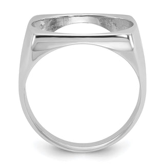 14k White Gold Mens Polished Square Shaped 16.5mm Coin Bezel Ring - Fits 1/10 oz American Eagle and 1/10 oz Krugerrand