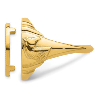 14k Yellow Gold Mens Polished & Diamond-cut Horse Side 16.5mm Coin Bezel Ring - Fits 1/10 oz American Eagle and 1/10 oz Krugerrand