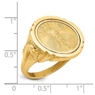14k Yellow Gold 1/10oz American Eagle Diamond-Cut Coin Ring CR5D/10AEC
