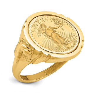 14k Yellow Gold 1/10oz American Eagle Diamond-Cut Coin Ring CR5D/10AEC
