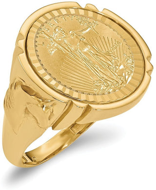 14k Yellow Gold 1/10oz American Eagle Diamond-Cut Coin Ring CR5D/10AEC