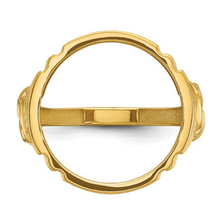 14k Yellow Gold Mens Polished Horse Side 16.5mm Coin Bezel Ring