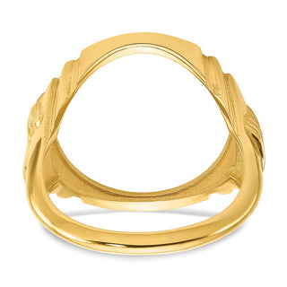 14k Yellow Gold Mens Polished Horse Side 16.5mm Coin Bezel Ring
