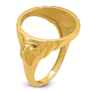 14k Yellow Gold Mens Polished Horse Side 16.5mm Coin Bezel Ring