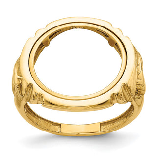 14k Yellow Gold Mens Polished Horse Side 16.5mm Coin Bezel Ring