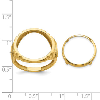 14k Yellow Gold Mens Polished Horse Side 16.5mm Coin Bezel Ring