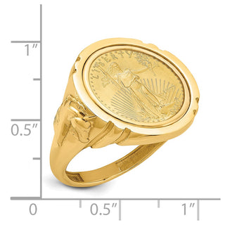14k Yellow Gold 1/10oz American Eagle Polished Coin Ring CR5/10AEC