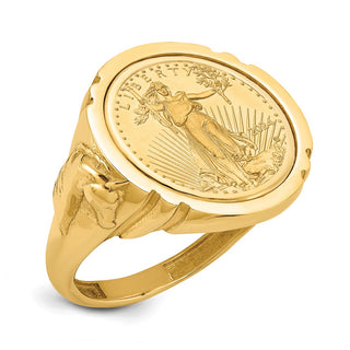 14k Yellow Gold 1/10oz American Eagle Polished Coin Ring CR5/10AEC