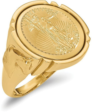 14k Yellow Gold 1/10oz American Eagle Polished Coin Ring CR5/10AEC