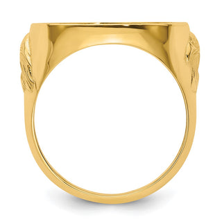 14k Yellow Gold Mens Polished & Diamond-cut Eagle Side 16.5mm Coin Bezel Ring - Fits 1/10 oz American Eagle and 1/10 oz Krugerrand