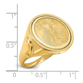 14k Yellow Gold 1/10oz American Eagle Diamond-Cut Coin Ring CR6D/10AEC