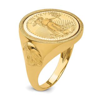 14k Yellow Gold 1/10oz American Eagle Diamond-Cut Coin Ring CR6D/10AEC