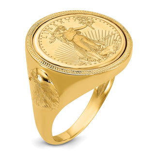 14k Yellow Gold 1/10oz American Eagle Polished Coin Ring CR6/10AEC
