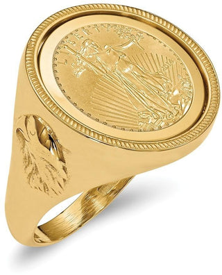 14k Yellow Gold 1/10oz American Eagle Polished Coin Ring CR6/10AEC