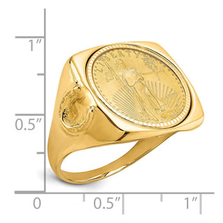 14k Yellow Gold 1/10oz American Eagle Diamond-Cut Coin Ring