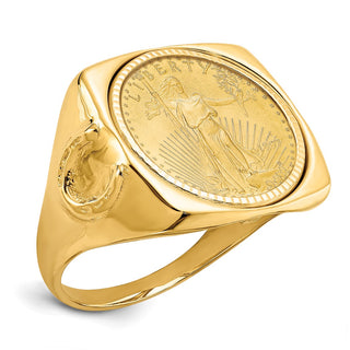 14k Yellow Gold 1/10oz American Eagle Diamond-Cut Coin Ring