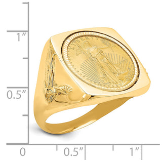 14k Yellow Gold 1/10oz American Eagle Diamond-Cut Coin Ring CR8D/10AEC