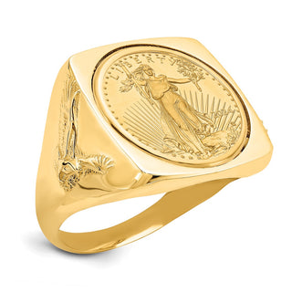 14k Yellow Gold 1/10oz American Eagle Polished Coin Ring