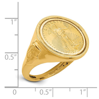 14k Yellow Gold 1/10oz American Eagle Diamond-Cut Coin Ring CR9D/10AEC