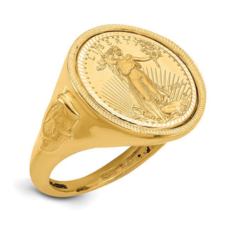 14k Yellow Gold 1/10oz American Eagle Diamond-Cut Coin Ring CR9D/10AEC