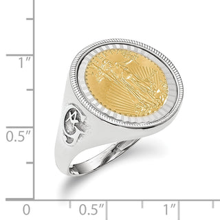 14k White Gold 1/10oz American Eagle Diamond-Cut Coin Ring
