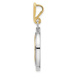 14k Two-tone Gold Channel Set A Diamond 15mm Prong Coin Bezel Pendant - Fits US $1 Type 2