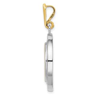 14k Two-tone Gold Channel Set VS Diamond 16.5mm Prong Coin Bezel Pendant - Fits 1/10 oz American Eagle and 1/10 oz Krugerrand