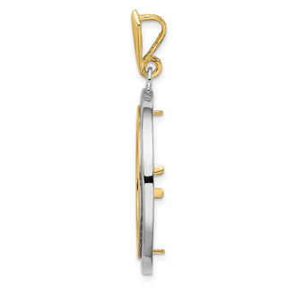 14k Two-tone Gold Channel Set VS Diamond 21.6mm Prong Coin Bezel Pendant - Fits US $5 Bald Eagle, US $5 Congressional, US $5 Liberty, and Other Coins