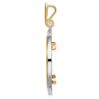 14k Two-tone Gold Channel Set AA Diamond 22mm Prong Coin Bezel Pendant - Fits 1/4 oz American Eagle and Other Coins