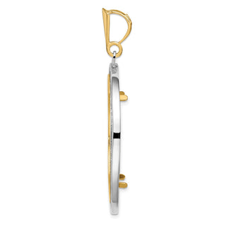 14k Two-tone Gold Channel Set A Diamond 32mm Prong Coin Bezel Pendant - Fits 1 oz Australian Nugget, 1 oz Kangaroo, 1 oz Panda, and Other Coins
