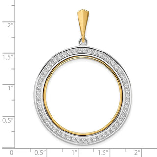 14k Two-tone Gold Channel Set A Diamond 32mm Prong Coin Bezel Pendant - Fits 1 oz Australian Nugget, 1 oz Kangaroo, 1 oz Panda, and Other Coins
