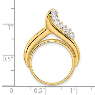 14k Yellow Gold VS Diamond Teardrop 17.8mm Prong Coin Bezel Chain Slide Pendant - Fits US $2.50 Liberty and Other Coins