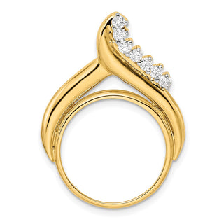 14k Yellow Gold VS Diamond Teardrop 17.8mm Prong Coin Bezel Chain Slide Pendant - Fits US $2.50 Liberty and Other Coins