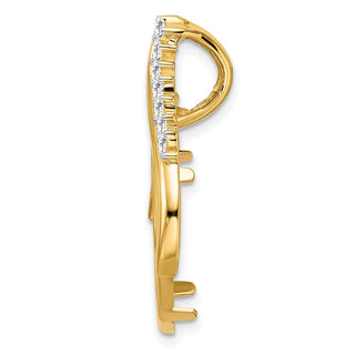 14k Yellow Gold VS Diamond Teardrop 18mm Prong Coin Bezel Chain Slide Pendant - Fits 1/10 oz Cat