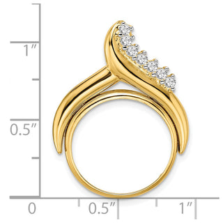 14k Yellow Gold VS Diamond Teardrop 18mm Prong Coin Bezel Chain Slide Pendant - Fits 1/10 oz Cat