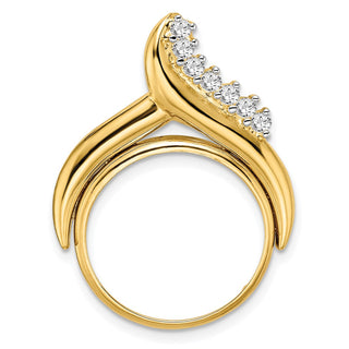 14k Yellow Gold VS Diamond Teardrop 18mm Prong Coin Bezel Chain Slide Pendant - Fits 1/10 oz Cat
