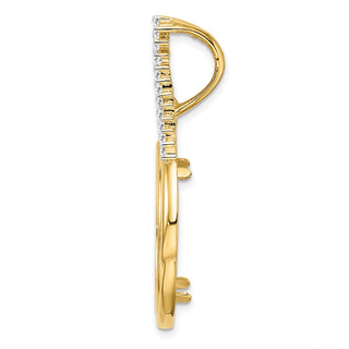 14k Yellow Gold VS Diamond Teardrop 22mm Prong Coin Bezel Chain Slide Pendant - Fits 1/4 oz American Eagle and Other Coins