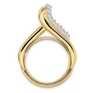 14k Yellow Gold VS Diamond Teardrop 22mm Prong Coin Bezel Chain Slide Pendant - Fits 1/4 oz American Eagle and Other Coins