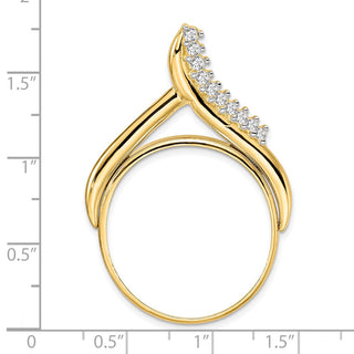 14k Yellow Gold VS Diamond Teardrop 27mm Prong Coin Bezel Chain Slide Pendant - Fits 1/2 oz American Eagle, US $10 Liberty, and Other Coins