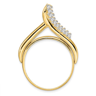 14k Yellow Gold VS Diamond Teardrop 27mm Prong Coin Bezel Chain Slide Pendant - Fits 1/2 oz American Eagle, US $10 Liberty, and Other Coins